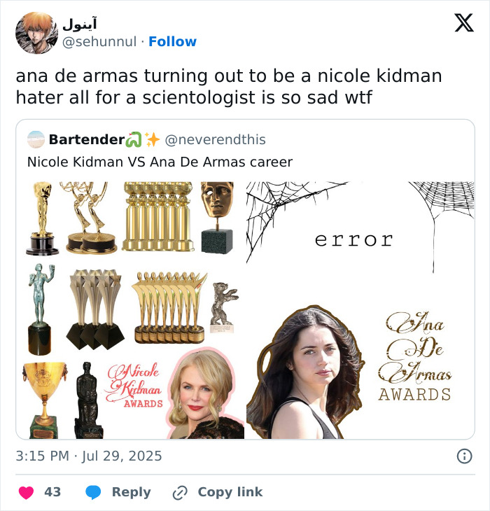 ‘Spiteful’: Ana De Armas Draws Criticism For Shady Nicole Kidman Post Like