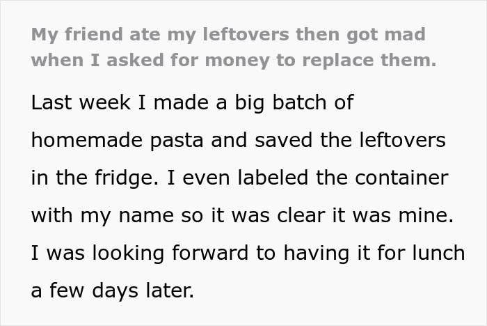 Woman Loses Homemade Pasta To Friend’s Sticky Fingers, Gets A Mini Fridge To Keep Goodies Safe