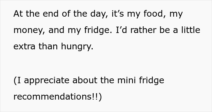 Woman Loses Homemade Pasta To Friend’s Sticky Fingers, Gets A Mini Fridge To Keep Goodies Safe