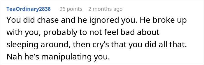 BF Breaks Up Without Warning, Blocks Contact, Then Claims He Was Waiting For Her To Fight For Him