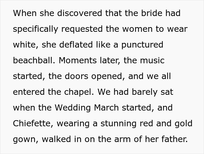 Bride Outsmarts Her Attention-Seeking Mom Who Wears A White Dress By Picking Red For Her Gown