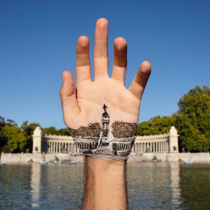 21 Emotional Photos Of A Man Who Stitches Landscapes Into His Skin