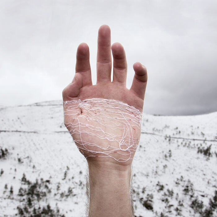 21 Emotional Photos Of A Man Who Stitches Landscapes Into His Skin