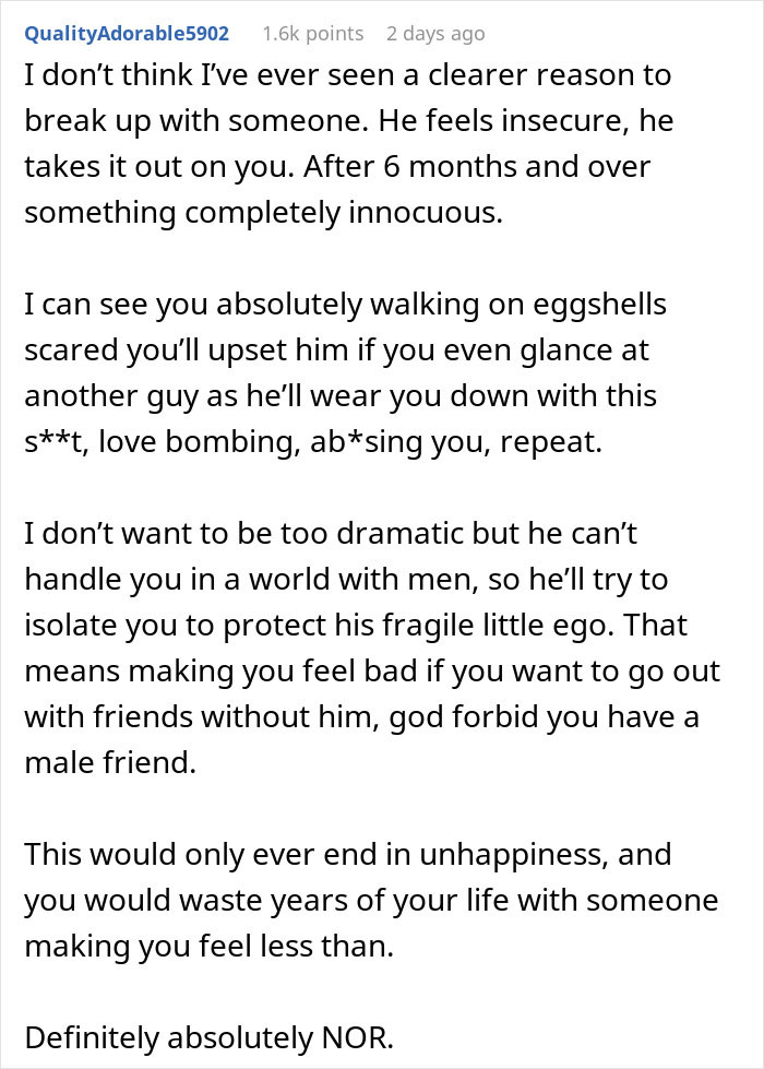 Jealous BF Berates GF For Being Nice To A Stranger, She Dumps Him And His Apologies Don’t Work