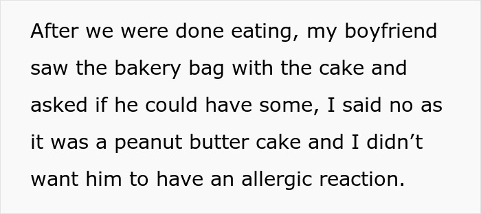 Man Upset GF Bought Herself A Peanut Butter Cake To Eat At Work Knowing He Can’t Eat It