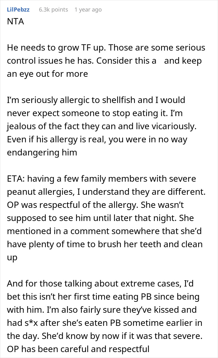 Man Upset GF Bought Herself A Peanut Butter Cake To Eat At Work Knowing He Can’t Eat It