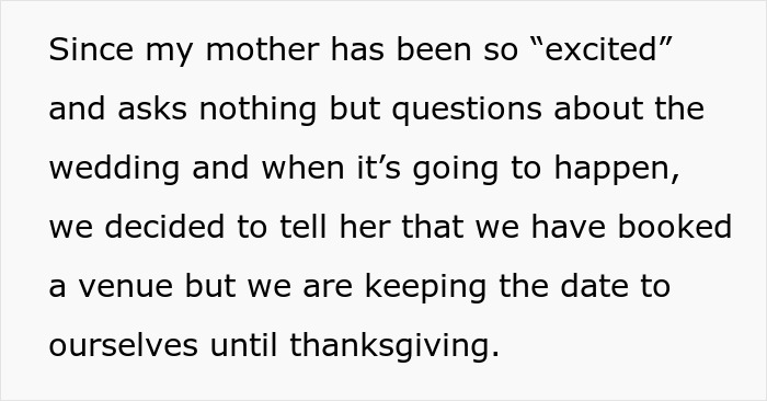 Bride Cuts Mom Off From Key Wedding Plans After She Turns Proposal Into A Mass Family Update