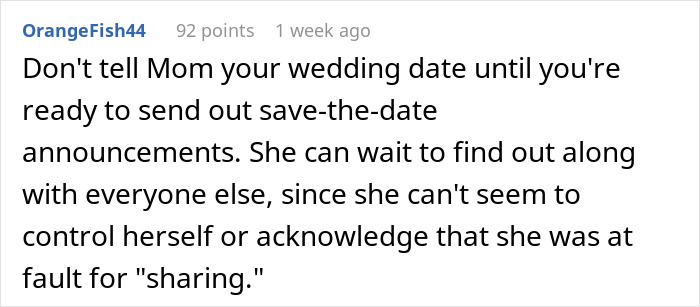 Bride Cuts Mom Off From Key Wedding Plans After She Turns Proposal Into A Mass Family Update