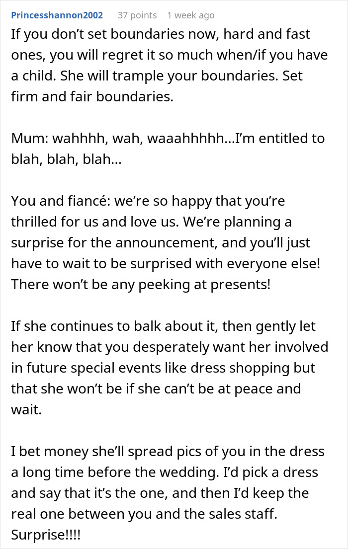 Bride Cuts Mom Off From Key Wedding Plans After She Turns Proposal Into A Mass Family Update