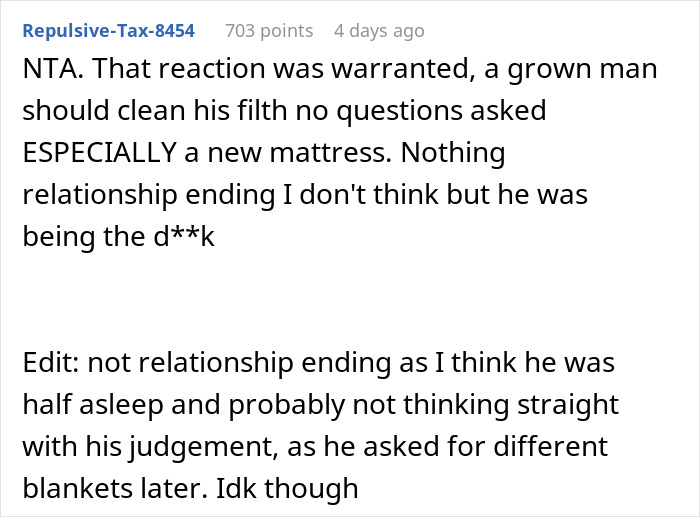 “Boyfriend Peed The Bed And Is Mad At Me For My Response”