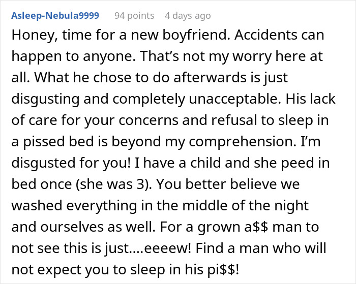“Boyfriend Peed The Bed And Is Mad At Me For My Response”