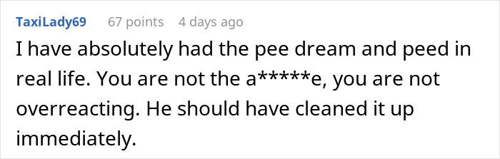 “Boyfriend Peed The Bed And Is Mad At Me For My Response”