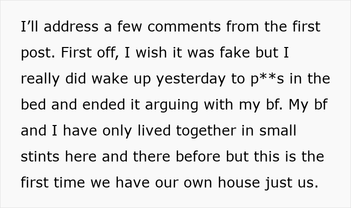 “Boyfriend Peed The Bed And Is Mad At Me For My Response”