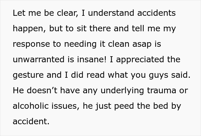 “Boyfriend Peed The Bed And Is Mad At Me For My Response”