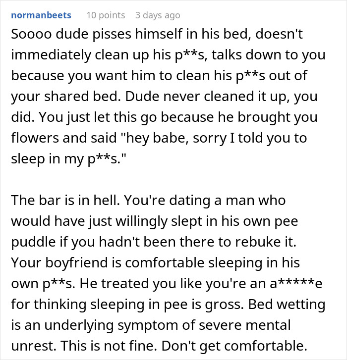 “Boyfriend Peed The Bed And Is Mad At Me For My Response”