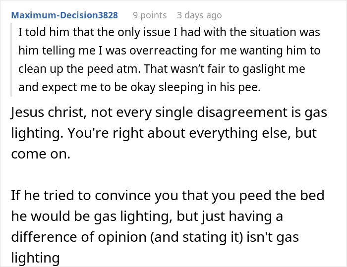 “Boyfriend Peed The Bed And Is Mad At Me For My Response”