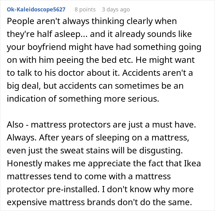 “Boyfriend Peed The Bed And Is Mad At Me For My Response”