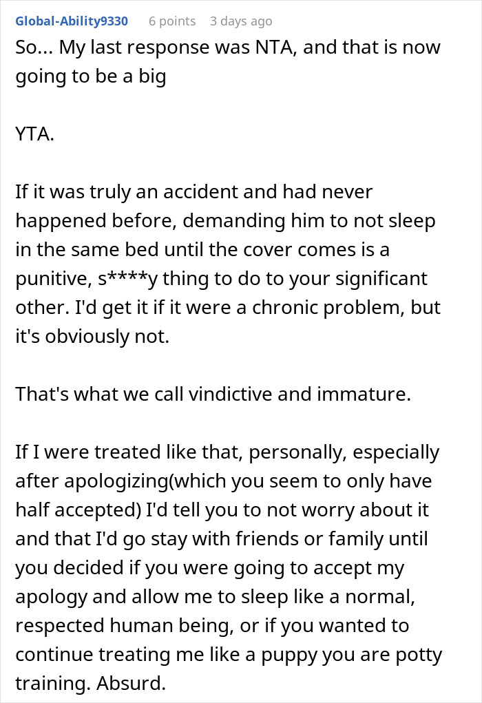 “Boyfriend Peed The Bed And Is Mad At Me For My Response”