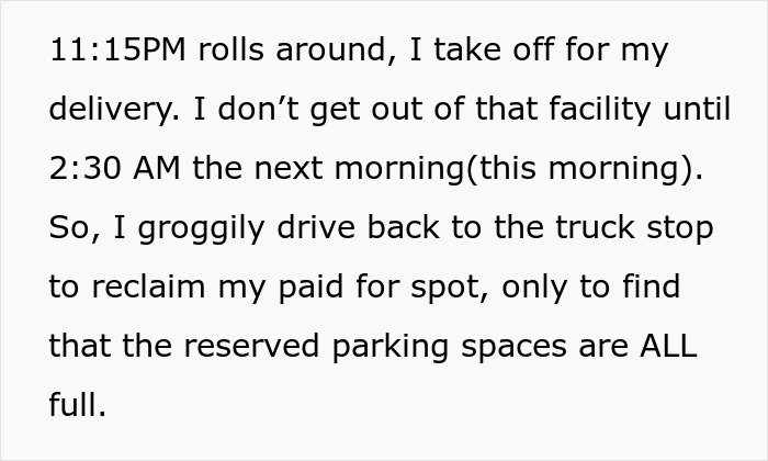 Truck Driver Refuses To Move From Reserved Spot, Guy Takes Revenge Leading To Unemployment