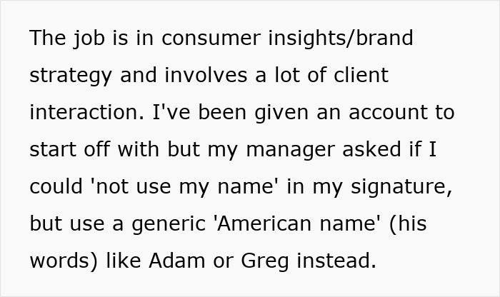 Immigrant Employee Rejects Manager’s Request To Use &#8220;American Name&#8221; To Please Client