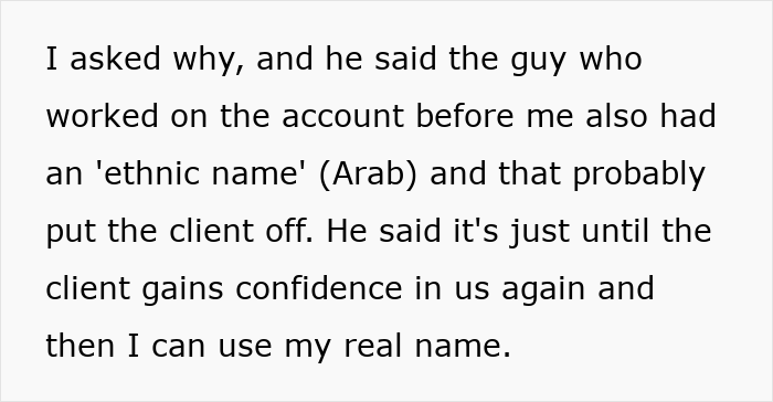 Immigrant Employee Rejects Manager’s Request To Use &#8220;American Name&#8221; To Please Client