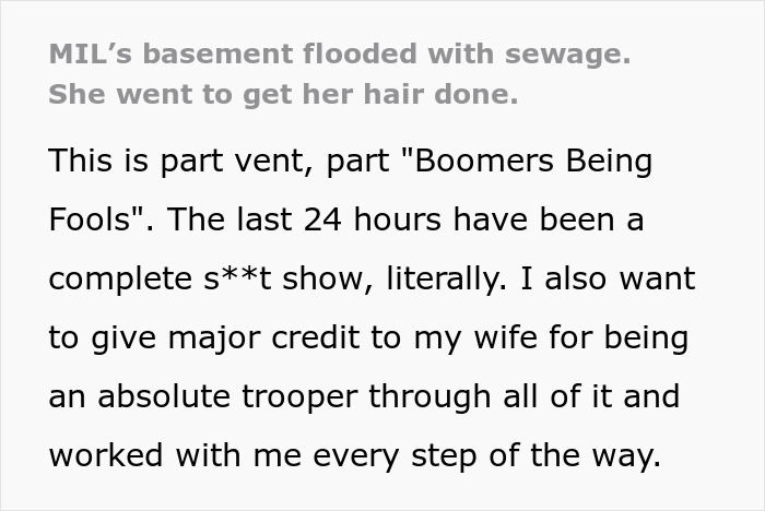 MIL Skips Sewage Disaster At Home For Salon Appointment, Couple Left To Shovel The Smelly Mess