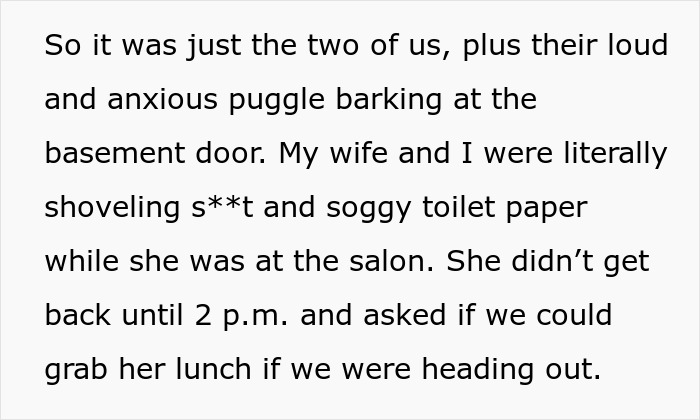 MIL Skips Sewage Disaster At Home For Salon Appointment, Couple Left To Shovel The Smelly Mess