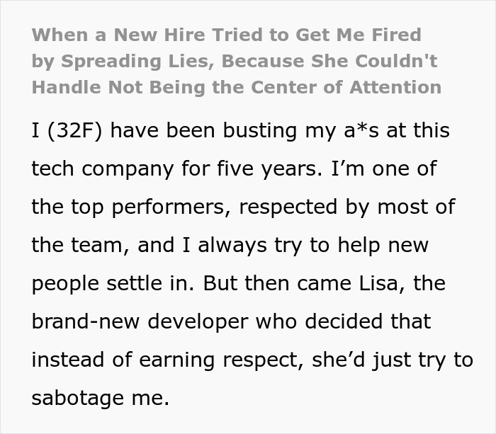 Toxic Newbie Spreads Lies, Tries To Get Colleague Fired, Ends Up In Hot Water With HR