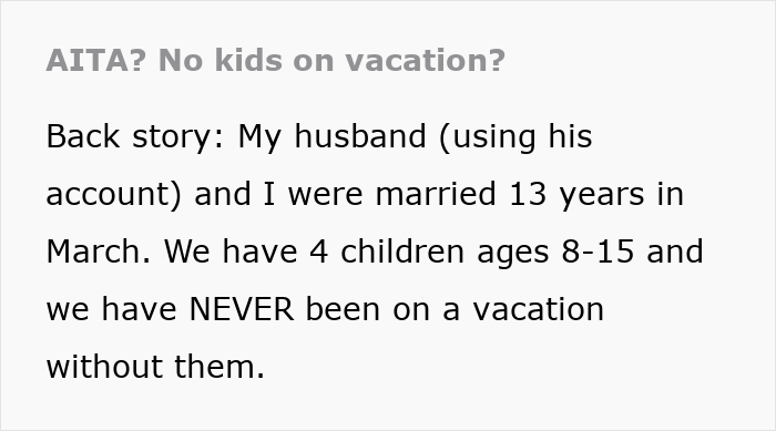 Entitled Lady Decides To Bring Her Kids Along On Couple&#8217;s Kid-Free Vacation, Gets Mad When Uninvited