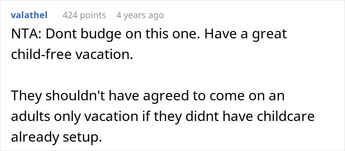 Entitled Lady Decides To Bring Her Kids Along On Couple&#8217;s Kid-Free Vacation, Gets Mad When Uninvited