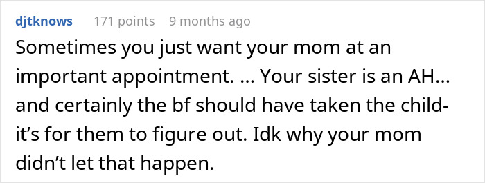 18YO Too Angry To Speak When Niece Ruins His Doctor’s Appointment Because Mom Takes Her With Them