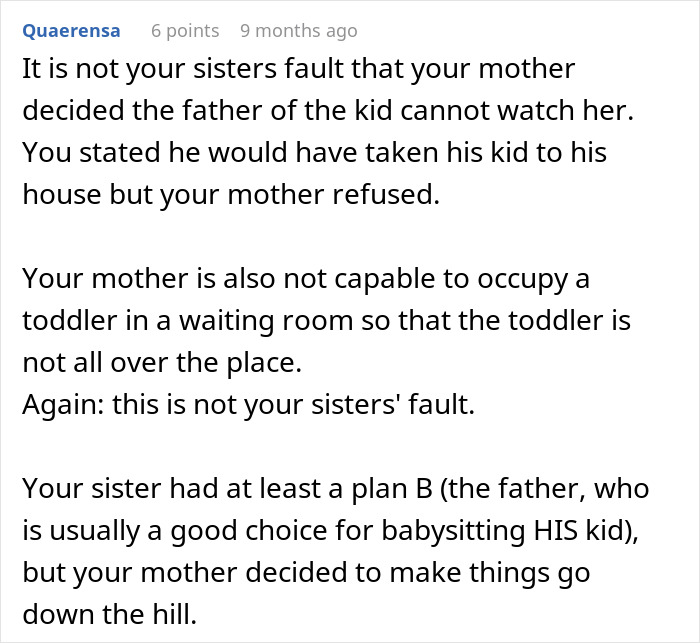 18YO Too Angry To Speak When Niece Ruins His Doctor’s Appointment Because Mom Takes Her With Them