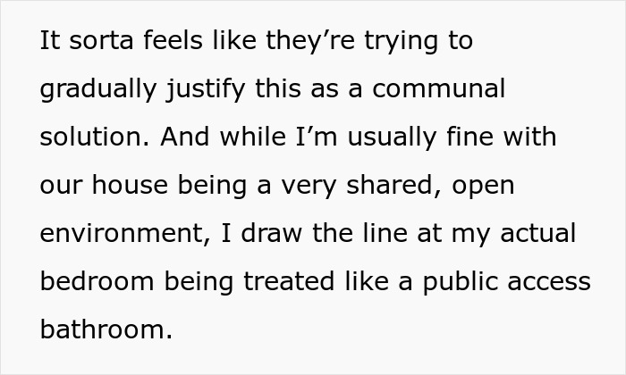Person Agrees To Let Roommates Have Their BFs Move In, But Makes It Clear They Won’t Share Their Bathroom