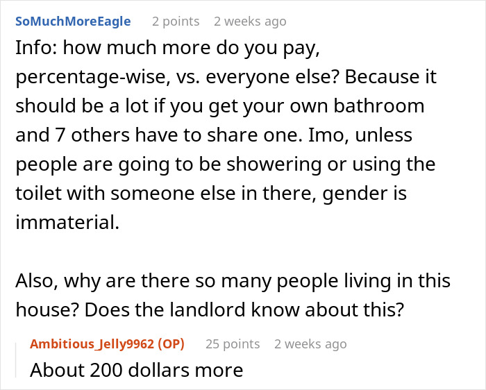 Person Agrees To Let Roommates Have Their BFs Move In, But Makes It Clear They Won’t Share Their Bathroom