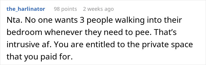 Person Agrees To Let Roommates Have Their BFs Move In, But Makes It Clear They Won’t Share Their Bathroom
