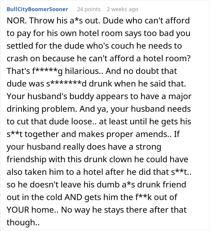 Wife Refuses To Let Husband’s Friend Stay After He Makes Unwelcome Comment About Her Looks