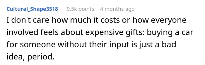 Rich Guy Thinks A Car Is An Appropriate Birthday Gift For GF, Shocked When She Sees It As A Problem