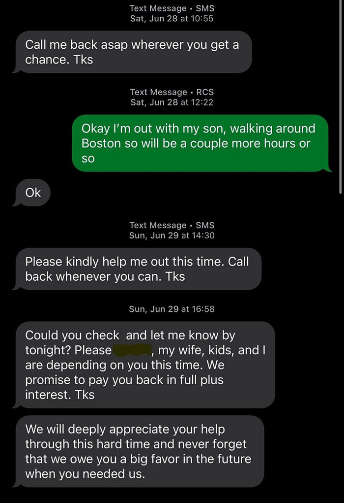 Friend From Decades Ago Comes Up Begging For $15k, Won’t Take No For An Answer