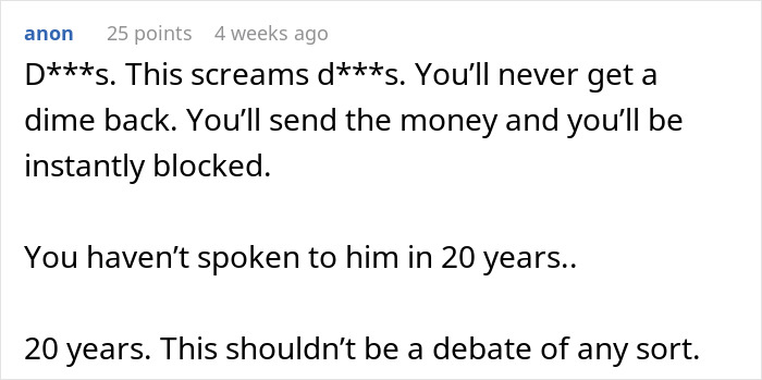 Friend From Decades Ago Comes Up Begging For $15k, Won’t Take No For An Answer