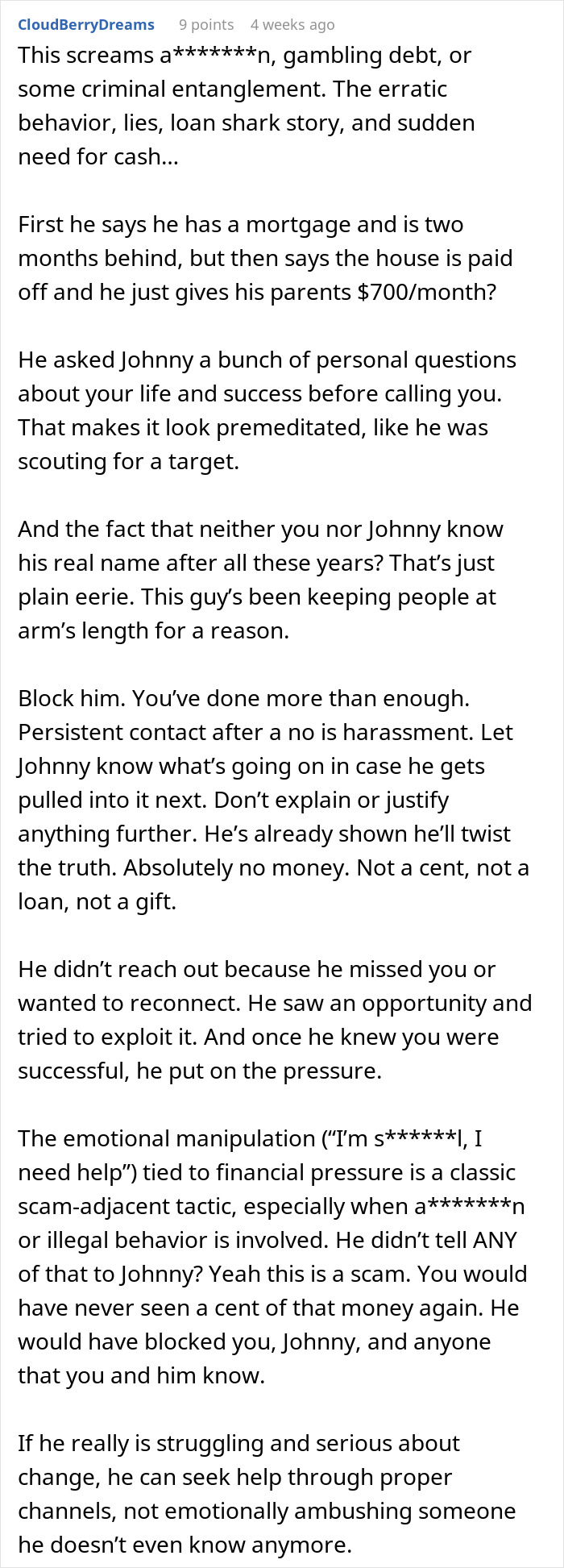 Friend From Decades Ago Comes Up Begging For $15k, Won’t Take No For An Answer