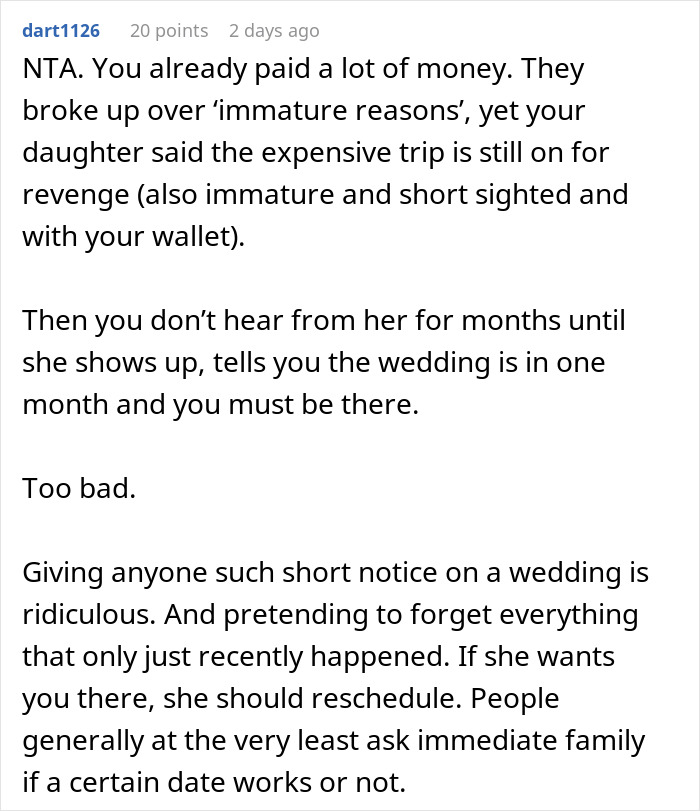 “[Am I The Jerk] For Going On A Motorcycle Trip With My Friends Instead Of My Daughter’s Wedding?”