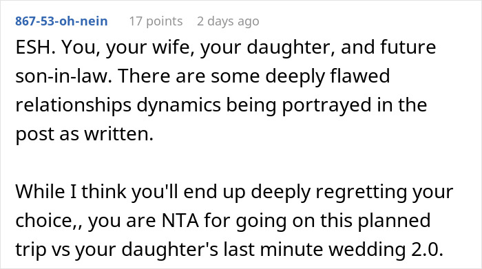 “[Am I The Jerk] For Going On A Motorcycle Trip With My Friends Instead Of My Daughter’s Wedding?”