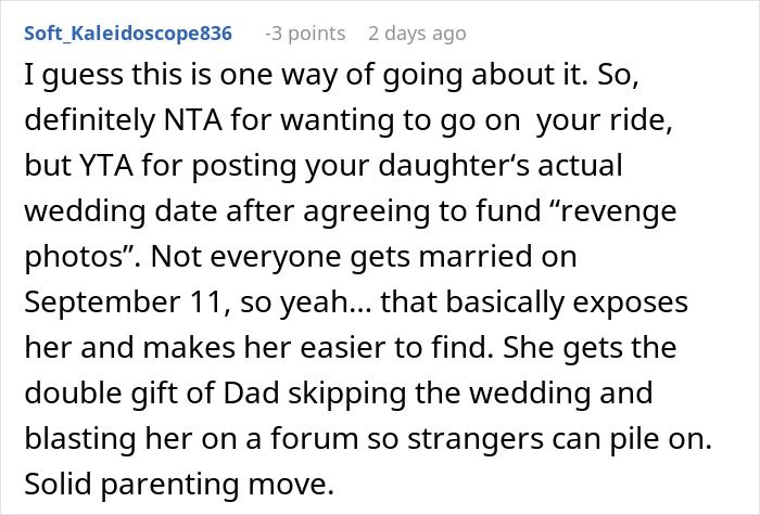 “[Am I The Jerk] For Going On A Motorcycle Trip With My Friends Instead Of My Daughter’s Wedding?”