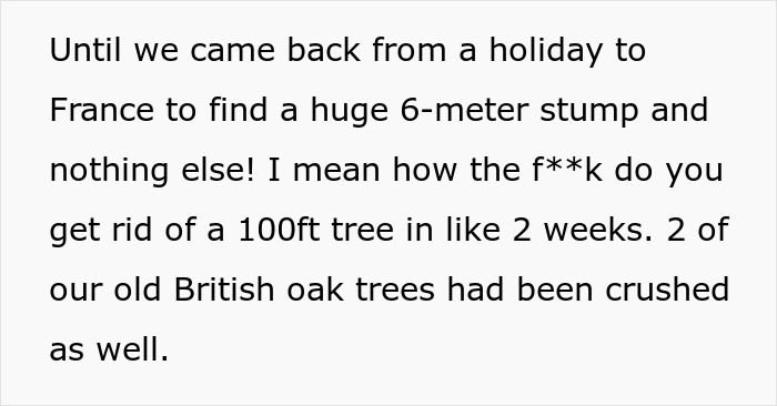 “Entitled Karen Chops Down My Tree, Costs Her £500,000”