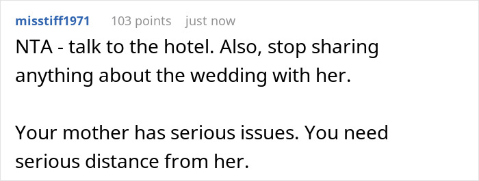 Wedding Night Turns Awkward As Bride’s Mom Insists On Staying Next Door To The Honeymoon Suite