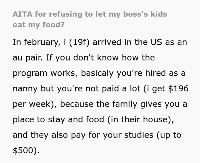 American Family Houses 19-Year-Old Nanny From Abroad, Then Restricts Her Food To One Cabinet