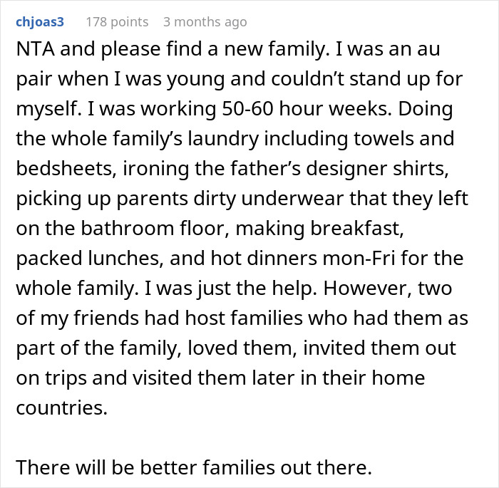 American Family Houses 19-Year-Old Nanny From Abroad, Then Restricts Her Food To One Cabinet