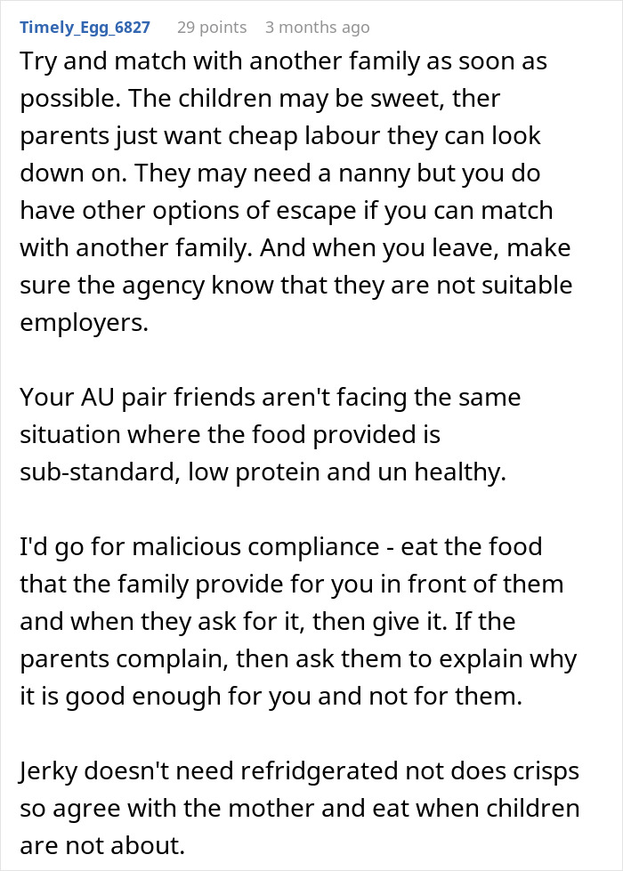 American Family Houses 19-Year-Old Nanny From Abroad, Then Restricts Her Food To One Cabinet