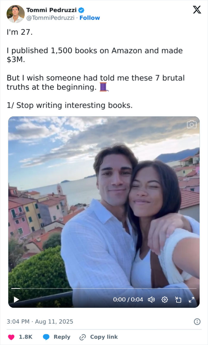 Guy Says He Made $3M Writing 1,500 AI Books, Gets Absolutely Destroyed Online