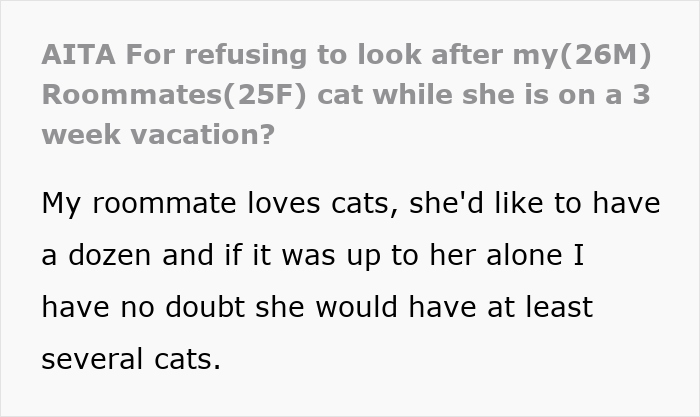 Lady Plans Family Vacation, Dumps Cat Duties On Roommate Who Refuses To Be The Litter Box Servant